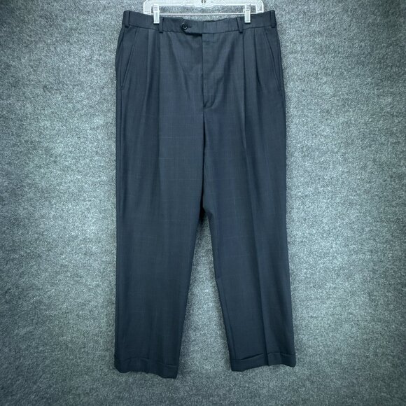 Brooks Brothers 346 Suit Mens Jacket 41L Pants 36W 2PC Blue Check Wool Blend - Picture 7 of 15